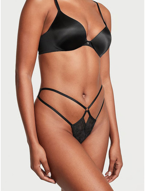 Комплект Білизни Victoria's Secret Very Sexy Strappy Balconette Bra & Crotchless Lace Strappy Thong Panty_4