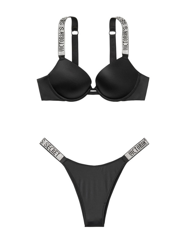 Комплект Білизни зі Стразами Victoria's Secret Very Sexy Push-up Bra & Rhinestone Shine Strap Brazilian Panty_5