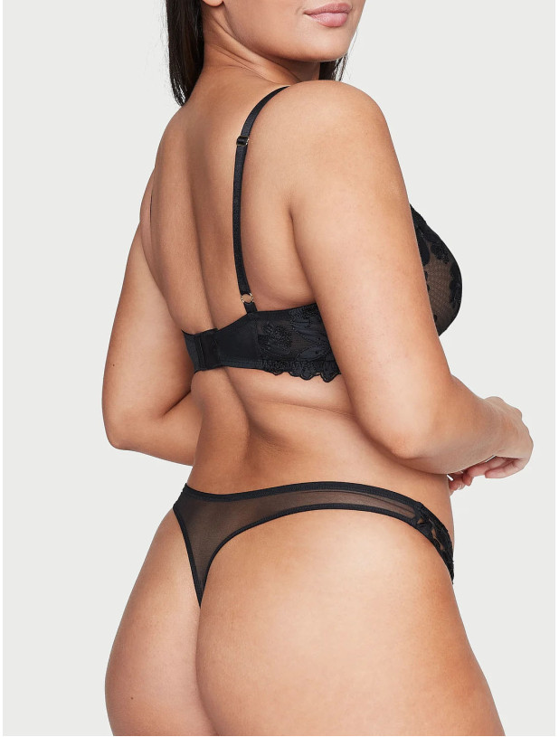 Комплект Білизни Victoria's Secret Very Sexy Ziggy Glam Floral Embroidery Unlined Demi Bra & Embroidered Thong Panty_9