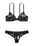 Комплект Білизни Victoria's Secret Very Sexy Ziggy Glam Floral Embroidery Unlined Demi Bra & Embroidered Thong Panty_1