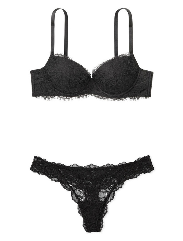 Комплект Білизни з Мереживом Victoria's Secret Dream Angels Lightly Lined Lace Demi Bra & Floral Lace Thong Panty_2