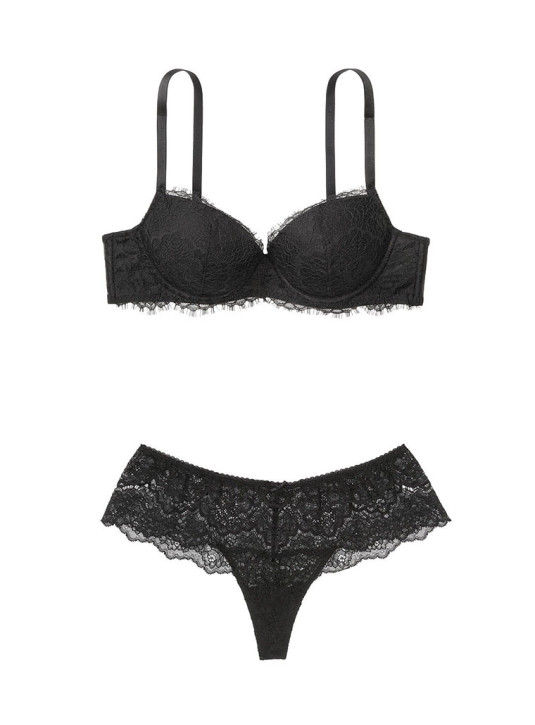 Комплект Білизни з Мереживом Victoria's Secret Dream Angels Lightly Lined Lace Demi Bra & Lace Hipster Thong Panty