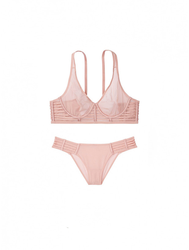 Комплект Білизни Victoria's Secret Luxe Lingerie Unlined Mesh Full-coverage Plunge Bra & Mesh Cheekini Panty_2