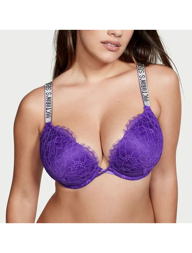 Комплект Білизни зі Стразами Victoria's Secret Very Sexy Bombshell Add-2-cups Shine Strap Lace Push-up Bra & Bikini Panty_4