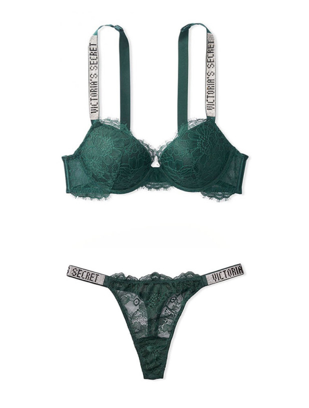 Комплект Білизни зі Стразами Victoria's Secret Very Sexy Lace Shine Strap Push-Up Bra & Thong Panty_2