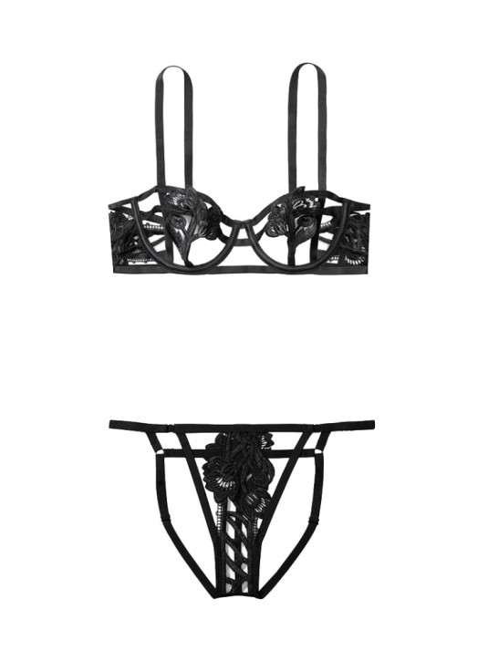 Комплект Білизни Victoria's Secret Very Sexy Strappy Embroidered Open Cup Balconette Bra & Band of Lovers Bikini Panty