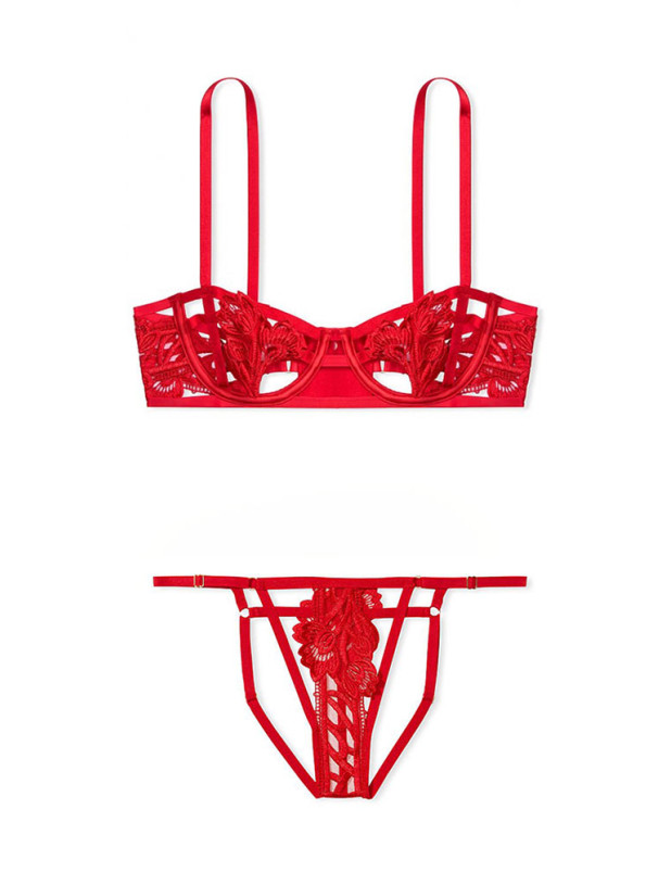 Комплект Білизни Victoria's Secret Very Sexy Strappy Embroidered Open Cup Balconette Bra & Band of Lovers Bikini Panty_2