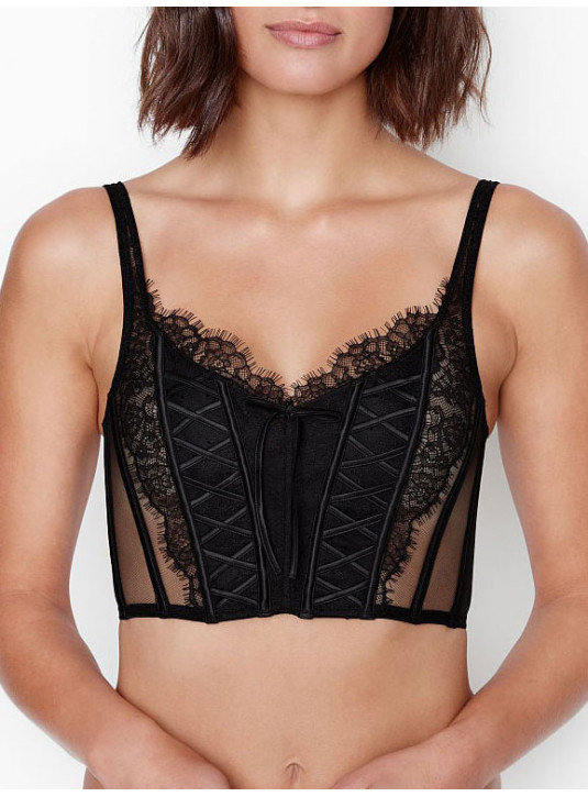 Комплект Білизни з Корсетом Victoria's Secret Dream Angels Unlined Lace-Up Corset Top & Floral Lace Thong Panty