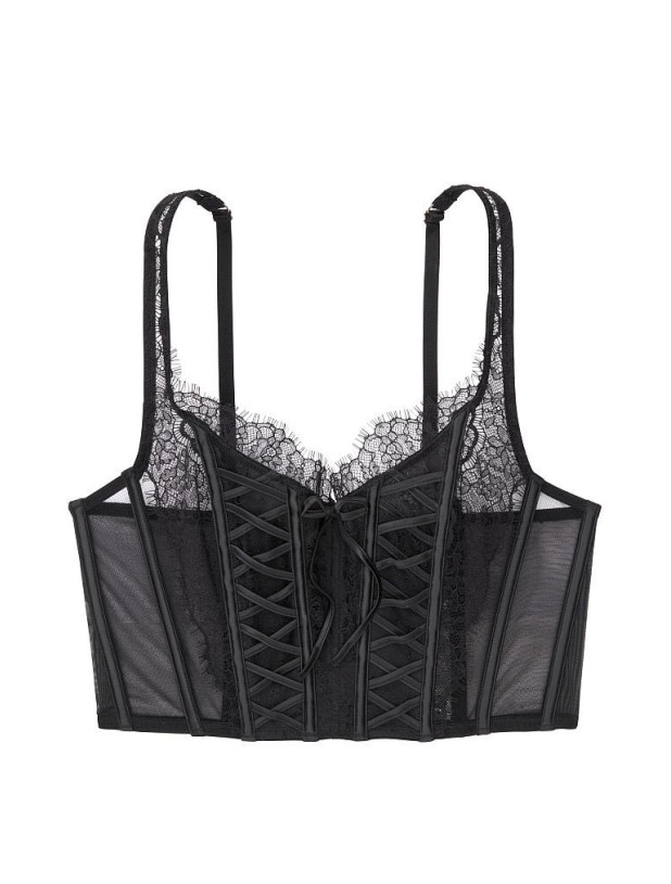 Комплект Білизни з Корсетом Victoria's Secret Dream Angels Unlined Lace-Up Corset Top & Floral Lace Thong Panty_3