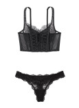 Комплект Білизни з Корсетом Victoria's Secret Dream Angels Unlined Lace-Up Corset Top & Floral Lace Thong Panty_2