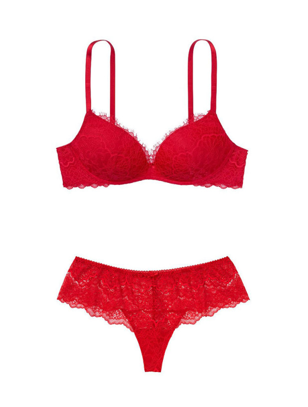 Комплект Білизни Victoria's Secret Dream Angels Lightly Lined Wireless Bra & Lace Hipster Thong Panty_3