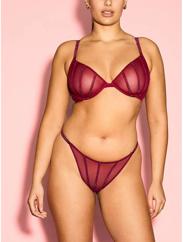 Комплект Білизни Victoria's Secret Very Sexy Sheer Shine Low-Cut Demi Bra & Very Sexy Sheer Shine Thong Panty_4
