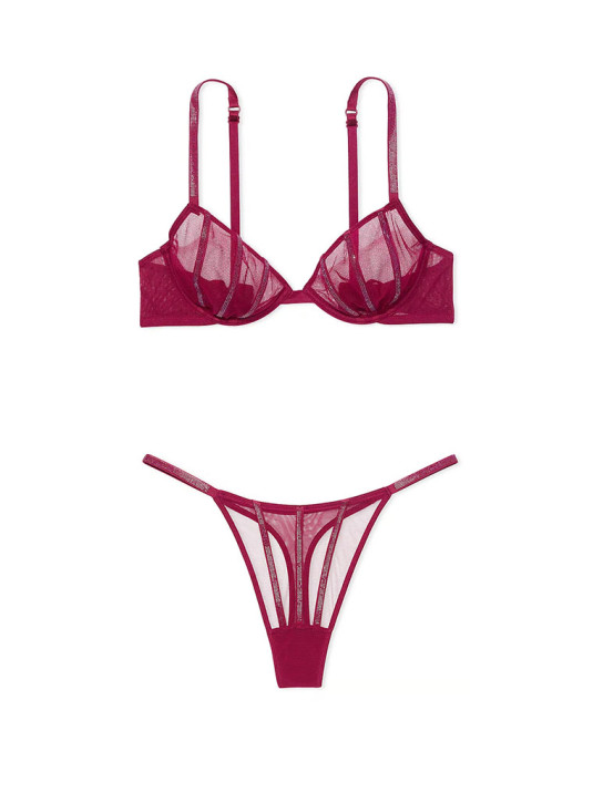 Комплект Білизни Victoria's Secret Very Sexy Sheer Shine Low-Cut Demi Bra & Very Sexy Sheer Shine Thong Panty