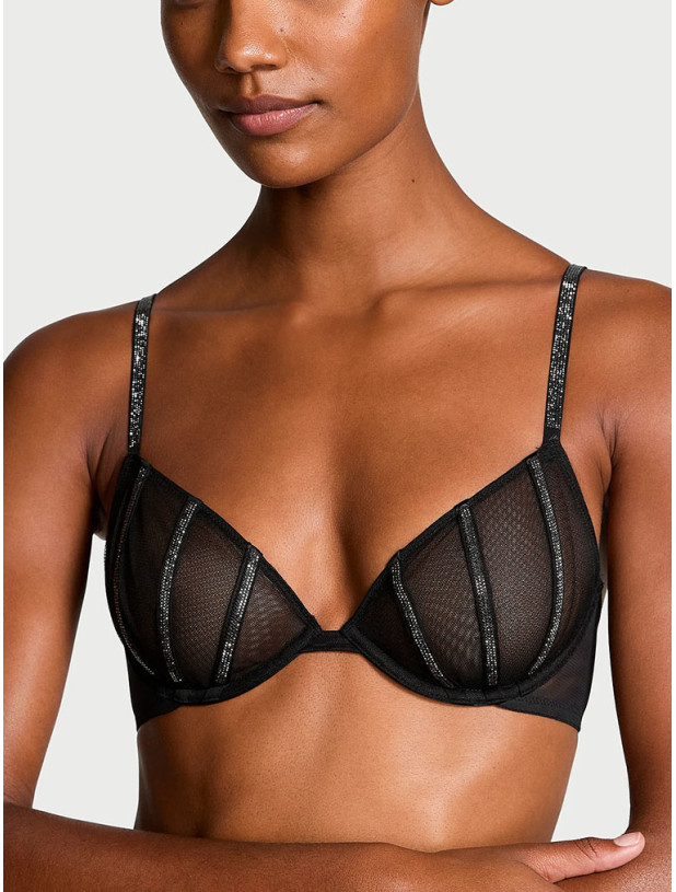 Комплект Білизни Victoria's Secret Very Sexy Sheer Shine Low-Cut Demi Bra & Very Sexy Sheer Shine Rose String Bikini Panty_4