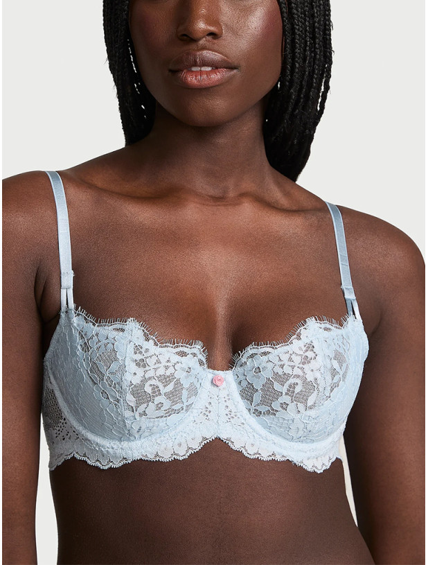 Комплект Білизни Victoria's Secret Dream Angels Wicked Unlined Lace Balconette Bra & Lace-Trim Thong Panty_2