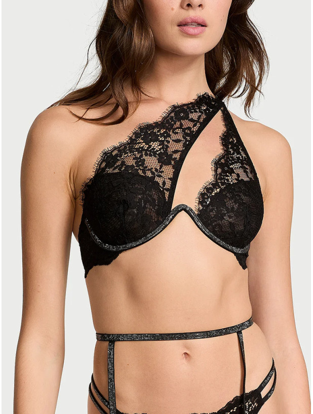 Комплект білизни Victoria's Secret Dream Angels Twinkle Lace One-Shoulder Monowire Bra & Twinkle Strap Lace V-String Panty_2