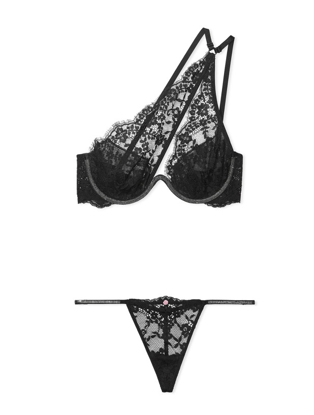 Комплект білизни Victoria's Secret Dream Angels Twinkle Lace One-Shoulder Monowire Bra & Twinkle Strap Lace V-String Panty_5