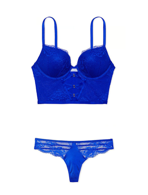 Комплект Білизни Victoria's Secret Very Sexy Bombshell Strappy Fishnet Lace Push-Up Corset Top & Lace-Trim Thong Panty_3