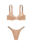 Комплект Білизни зі Стразами Victoria's Secret Very Sexy The Fabulous by Victoria’s Secret Unlined Shine Strap Rose Lace Full-Cup Bra & Shine Strap Brazilian Panty_3