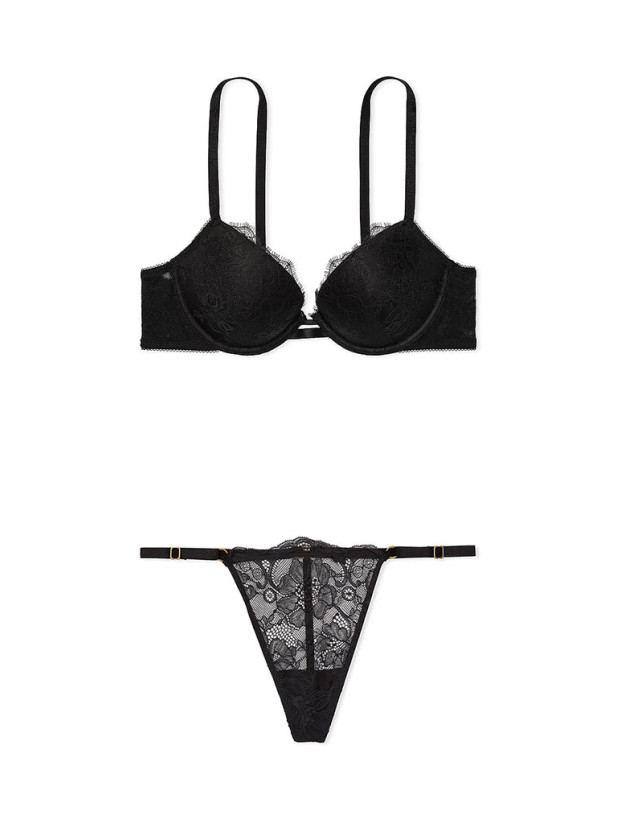 Комплект Білизни з Мереживом Victoria's Secret Very Sexy Rose Lace Push-Up Bra & Adjustable String Thong Panty_3