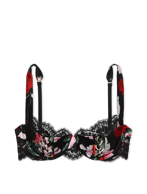 Комплект Білизни Victoria's Secret Very Sexy Atelier Victoria's Secret Satin Lace Trim Lightly Lined Balconette Bra & Atelier Satin Lace Trim Tanga Panty_6