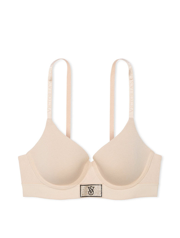 Комплект Білизни Victoria's Secret The T-shirt Shine Patch Lightly Lined Demi Bra & Logo Cotton Shine Patch Thong Panty_5