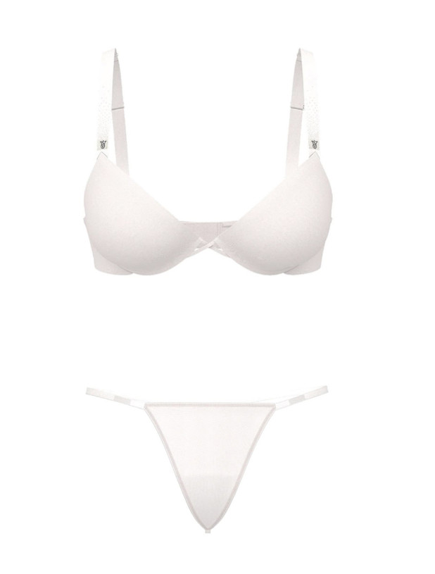 Комплект Білизни зі Стразами Victoria's Secret Very Sexy Scattered Shine Strap Lightly Lined Low-Cut Demi Bra & Scattered Shine Strap V-String Panty_2