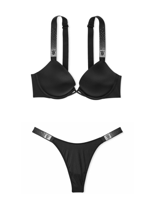 Комплект Білизни зі Стразами Victoria's Secret Very Sexy Scattered Shine Strap Push-Up Bra & Scattered Shine Strap Smooth Thong Panty