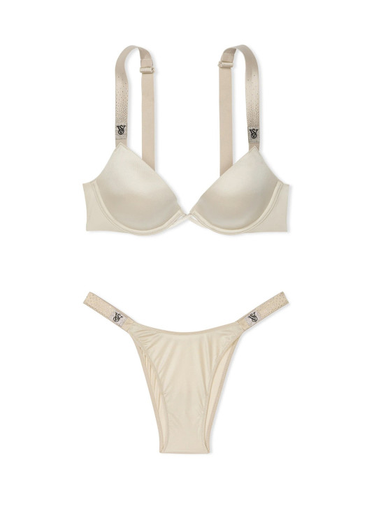Комплект Білизни зі Стразами Victoria's Secret Very Sexy Scattered Shine Strap Lightly Lined Low-Cut Demi Bra & Scattered Shine Strap Brazilian Panty