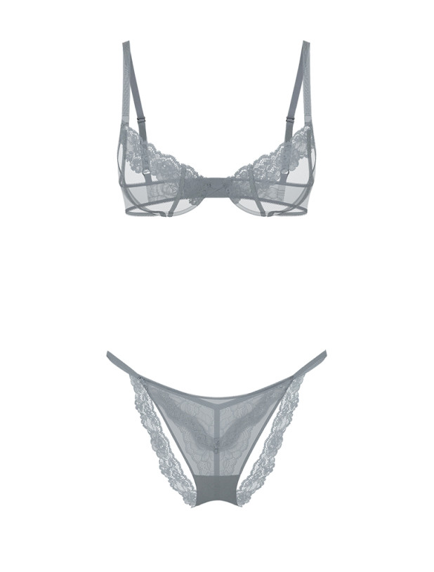 Комплект Білизни Victoria's Secret Very Sexy Sheer Shine Rose Unlined Low-Cut Demi Bra & Very Sexy Sheer Shine Rose String Bikini Panty_7