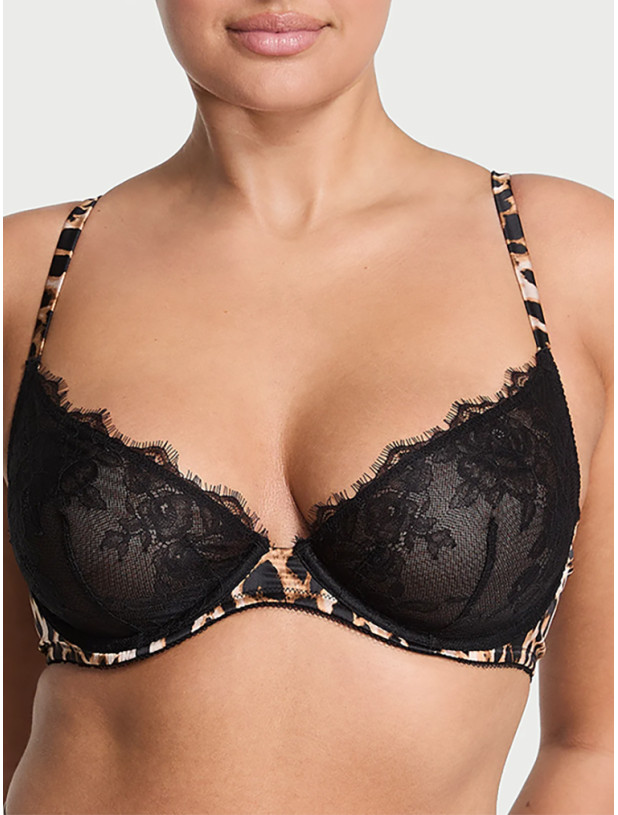 Комплект Білизни Victoria's Secret Very Sexy Rose Lace & Satin Unlined Plunge Demi Bra & Very Sexy Rose Lace-Trim Strappy Cut-Out V-String Panty_2