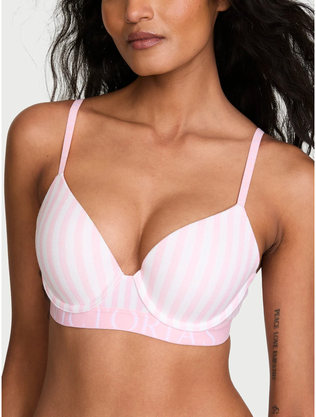 Комплект Білизни Пуш-ап Victoria's Secret The T-shirt Perfect Shape Cotton Logo Push-Up Bra & Logo Cotton Brief Panty_5
