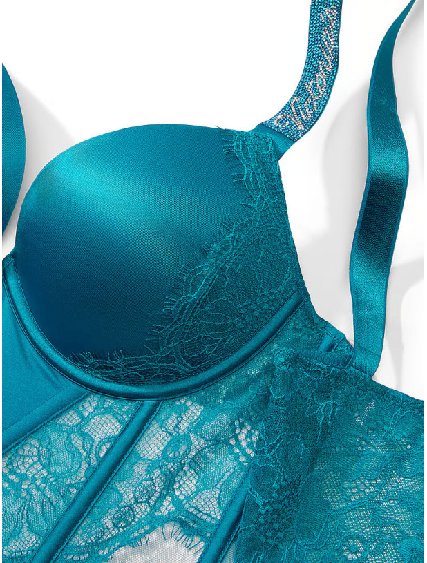 Комплект Білизни зі Стразами Victoria's Secret Very Sexy Shine Strap Lace Push-Up Corset Top & Lace-trim Cheeky Panty_10