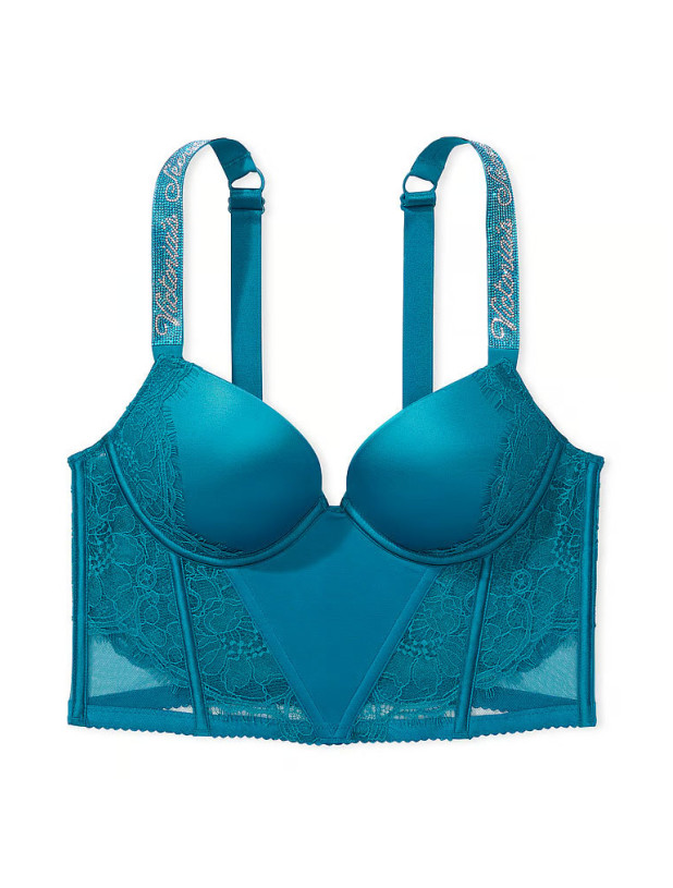Комплект Білизни зі Стразами Victoria's Secret Very Sexy Shine Strap Lace Push-Up Corset Top & Lace-trim Cheeky Panty_7
