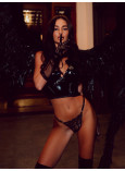 Комплект Білизни Victoria's Secret Very Sexy Midnight Affair Faux Patent Leather Push-Up Corset Top & Midnight Affair Embroidery Brazilian Panty_1