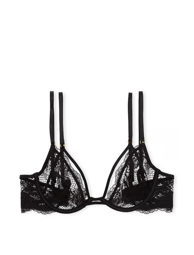 Комплект Білизни Victoria's Secret Very Sexy Fishnet Lace Unlined Low-Cut Demi Bra & Lace Adjustable V-String Panty_4