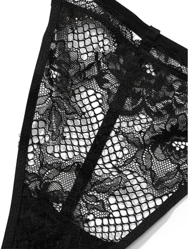 Комплект Білизни Victoria's Secret Very Sexy Fishnet Lace Unlined Low-Cut Demi Bra & Lace Adjustable V-String Panty_6
