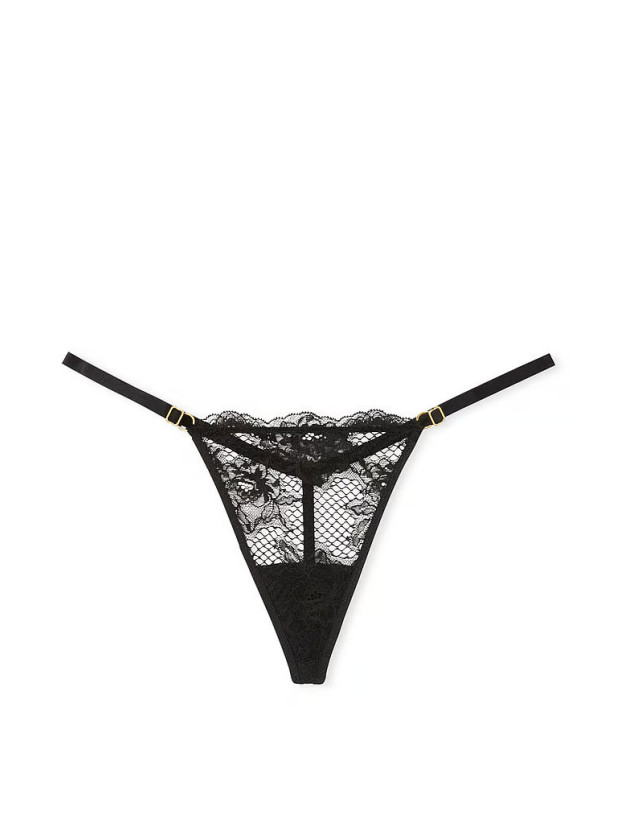 Комплект Білизни Victoria's Secret Very Sexy Fishnet Lace Unlined Low-Cut Demi Bra & Lace Adjustable V-String Panty_5