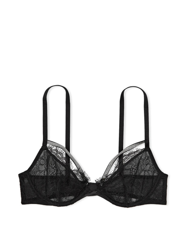 Комплект Білизни зі Стразами Victoria's Secret Very Sexy Shine Strappy Unlined Lace Low-Cut Demi Bra & Shine Strap Cutout Back Brazilian Panty_5