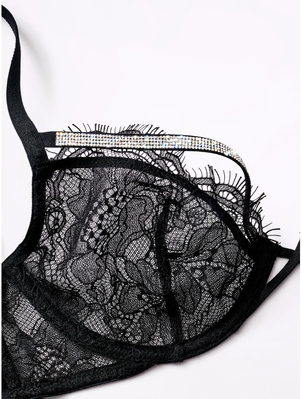 Комплект Білизни зі Стразами Victoria's Secret Very Sexy Shine Strappy Unlined Lace Low-Cut Demi Bra & Shine Strap Cutout Back Brazilian Panty_2