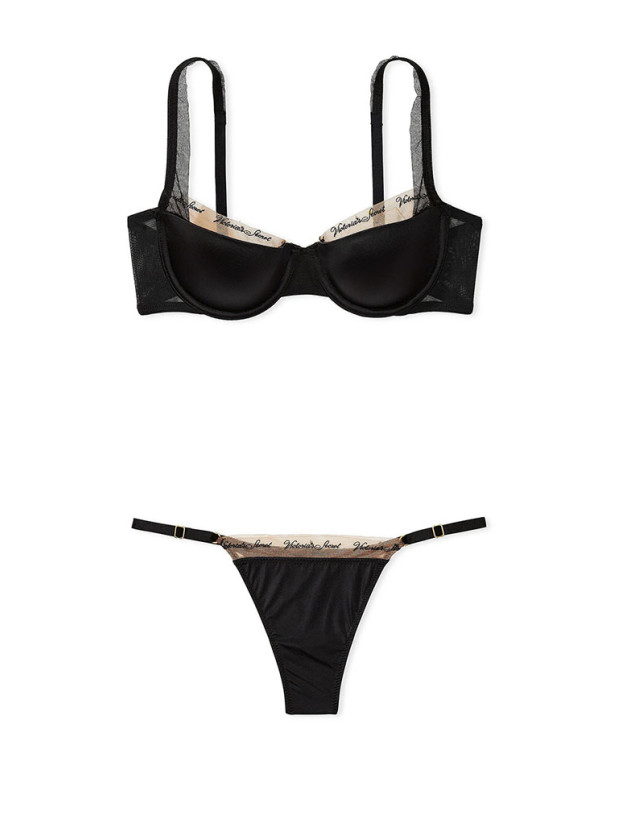 Комплект Білизни Victoria's Secret Very Sexy Smooth Logo Embroidery Lightly Lined Balconette Bra & Logo Embroidery Adjustable Thong Panty_2