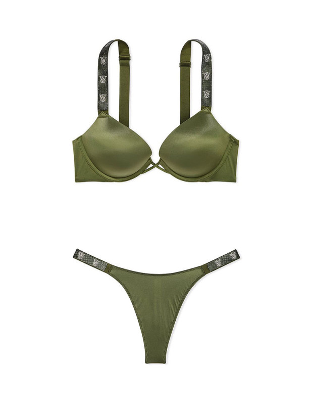 Комплект Білизни зі Стразами Victoria's Secret Very Sexy Bombshell Add-2-Cups Shine Strap Push-Up Bra& Shine Strap Thong Panty_2