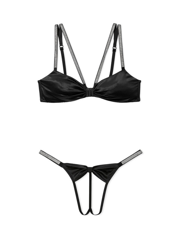 Комплект Білизни зі Стразами Victoria's Secret Very Sexy Shine Bow Satin Bralette & Shine Bow Satin Crotchless V-String Panty_2