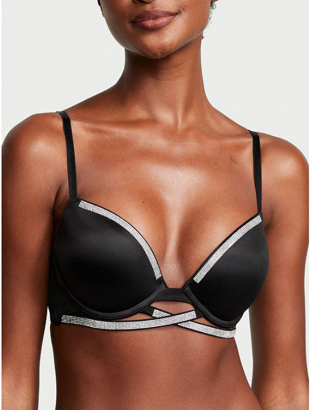 Комплект Білизни зі Стразами Victoria's Secret Very Sexy Shine Cradle Push-Up Bra & Double Shine Strap Smooth Thong Panty_2