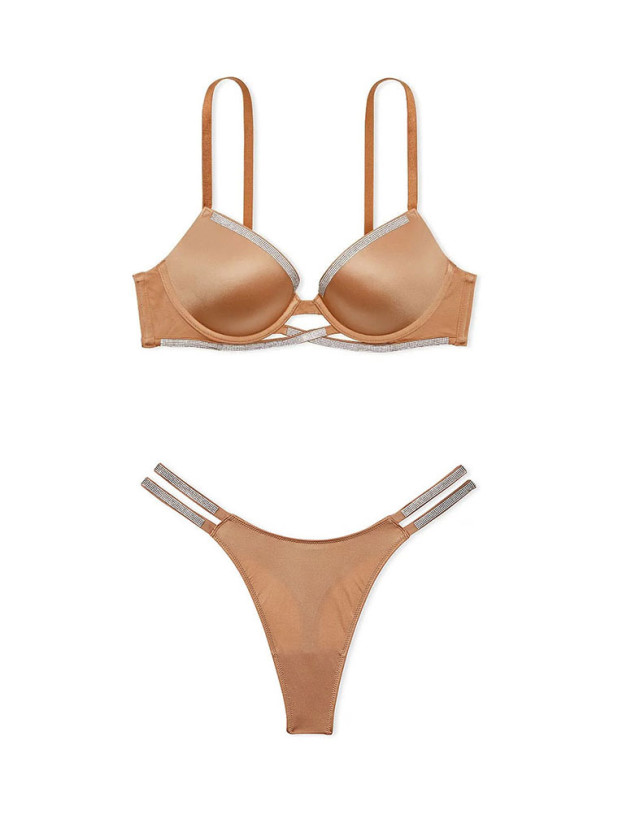 Комплект Білизни зі Стразами Victoria's Secret Very Sexy Shine Cradle Push-Up Bra & Double Shine Strap Smooth Thong Panty_3