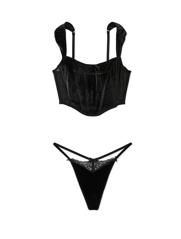 Комплект Білизни з Корсетом Victoria's Secret Dream Angels Velvet Corset Top & Velvet V-String Panty_4