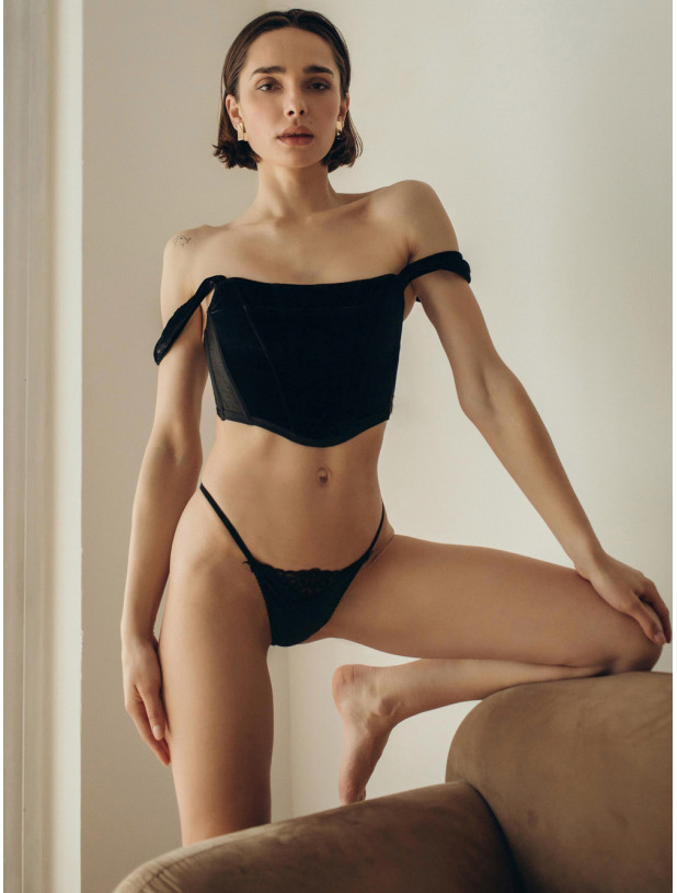 Комплект Білизни з Корсетом Victoria's Secret Dream Angels Velvet Corset Top & Velvet V-String Panty_3