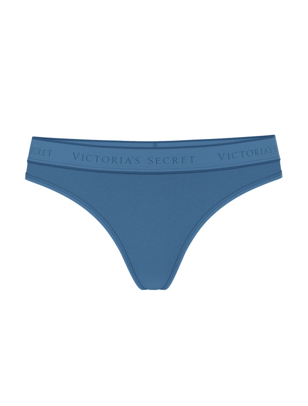Бавовняні Трусики Стрінги Victoria's Secret Logo Cotton Thong Panty_3