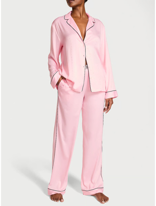 Піжама Victoria's Secret Signature Satin Shine Long Pajama Set_3