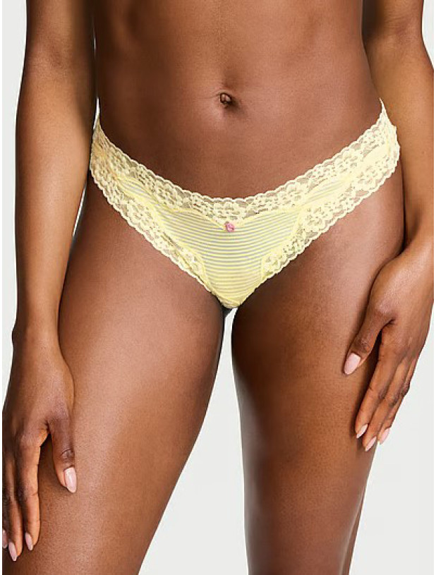 Бавовняні Трусики Бікіні Victoria's Secret Lace Waist Cotton Bikini Panty_2